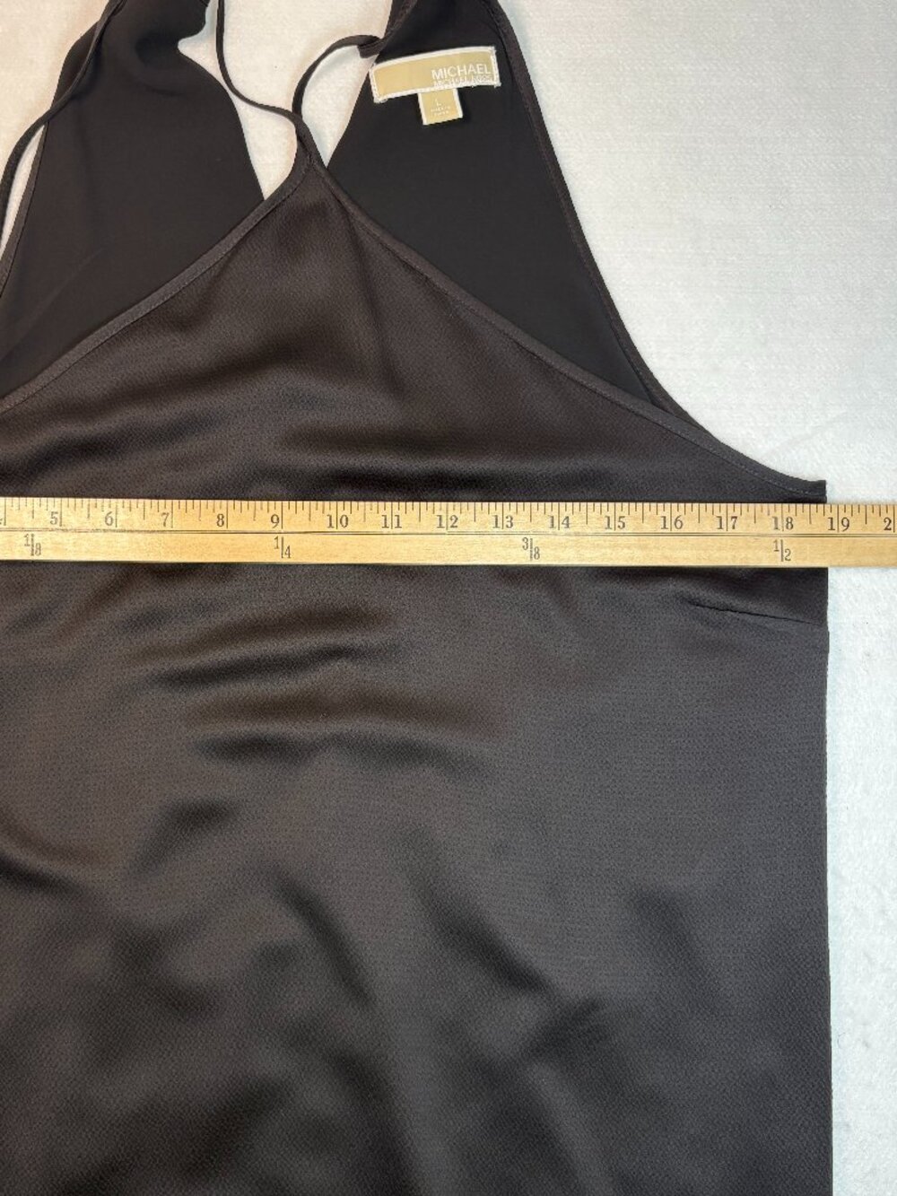 Michael Kors Black Feather Hem Halter Neck Cocktail Dress Y2K Evening Chic L - Picture 6 of 9